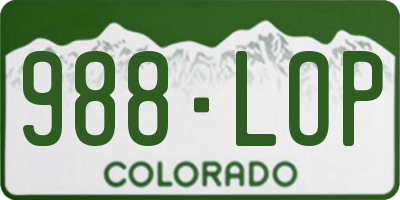 CO license plate 988LOP