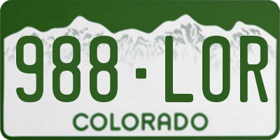 CO license plate 988LOR
