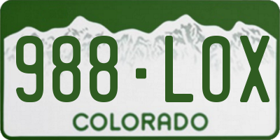CO license plate 988LOX