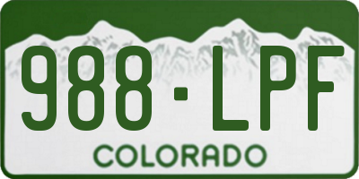 CO license plate 988LPF
