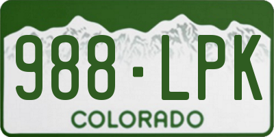 CO license plate 988LPK