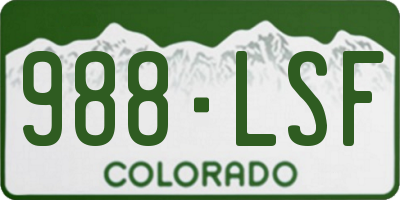 CO license plate 988LSF