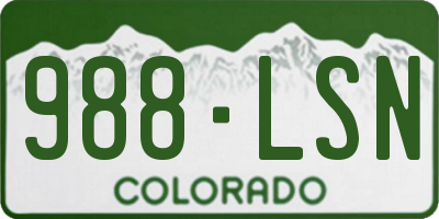 CO license plate 988LSN