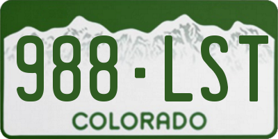 CO license plate 988LST