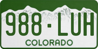 CO license plate 988LUH