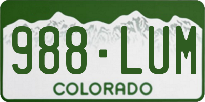 CO license plate 988LUM
