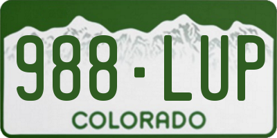 CO license plate 988LUP