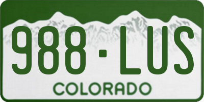 CO license plate 988LUS