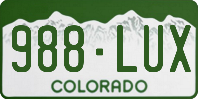 CO license plate 988LUX