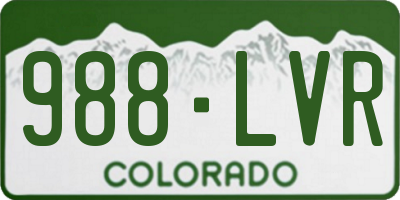 CO license plate 988LVR