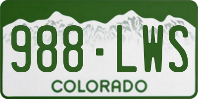 CO license plate 988LWS