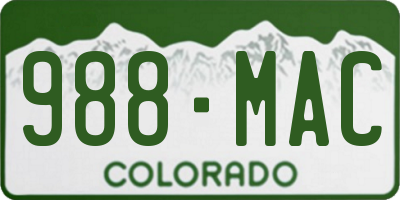 CO license plate 988MAC
