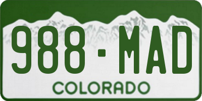 CO license plate 988MAD