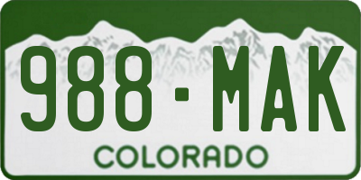 CO license plate 988MAK