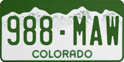 CO license plate 988MAW