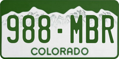 CO license plate 988MBR