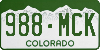 CO license plate 988MCK