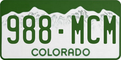 CO license plate 988MCM