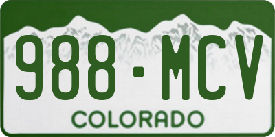 CO license plate 988MCV