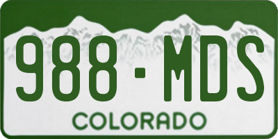 CO license plate 988MDS