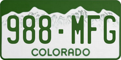 CO license plate 988MFG