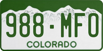 CO license plate 988MFO