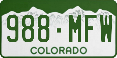 CO license plate 988MFW