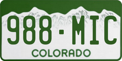 CO license plate 988MIC