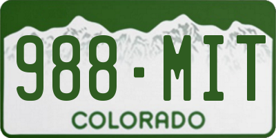 CO license plate 988MIT