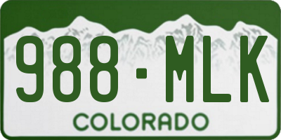 CO license plate 988MLK
