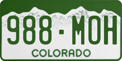 CO license plate 988MOH