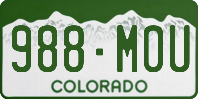 CO license plate 988MOU