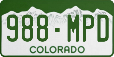 CO license plate 988MPD