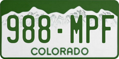 CO license plate 988MPF