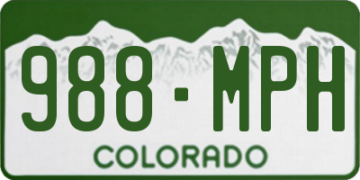 CO license plate 988MPH