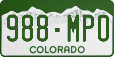 CO license plate 988MPO