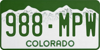 CO license plate 988MPW