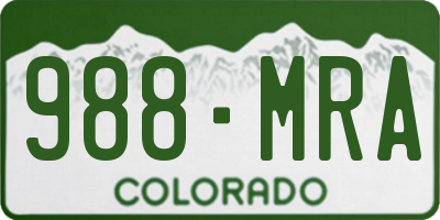 CO license plate 988MRA