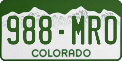 CO license plate 988MRO