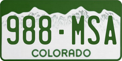 CO license plate 988MSA