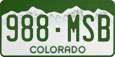 CO license plate 988MSB