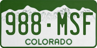 CO license plate 988MSF