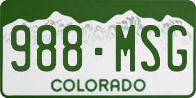 CO license plate 988MSG
