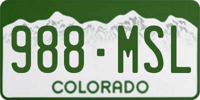 CO license plate 988MSL