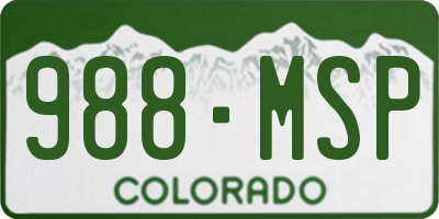 CO license plate 988MSP