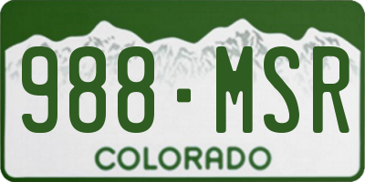 CO license plate 988MSR