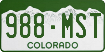 CO license plate 988MST