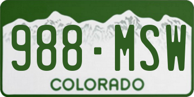 CO license plate 988MSW