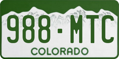 CO license plate 988MTC
