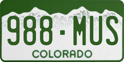 CO license plate 988MUS